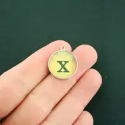BULK 20 Letter x Alphabet Antique Silver Tone Cabochon Charms - SC6891