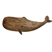 Wooden Sea Fish Decor Statue Whale Figurine Sculpture Ornament Rustic Decoration Wall Hanging Decor As Shown