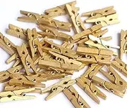 50pcs Mini 25mm Gold/Silver Wooden Clips Photo Clips Clamp Paper Clothespin Portable Clothespin Craft Wood Photo W0H9 Clips