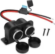 1PCS Cigarette Lighter Socket w/ Blade Fuse, 12V Dual Splitter Power Outlet Plug