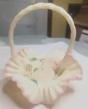 FENTON ART GLASS LARGE BURMESE BASKET #1753 SIGNED BY THOMAS K FENTON 2006 New