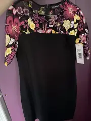 Nina Leonard Floral Embroidered Sheath Dress Size Medium New With Tag