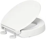 KOHLER 25876-0 Hyten Elevated Quiet-Close Round Toilet Seat, Contoured Seat with Grip-Tight Bumpers, Quick-Attach Hardware, White