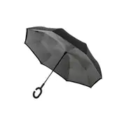 Clifton Outside-In Reverse Cover 107cm Windproof Umbrella UV Sun Shade BLK/GRY