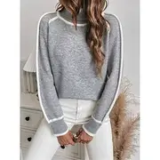Women's Sweater Pullover Sweater Jumper Casual Soft Pure Color Ribbed Turtleneck Knitted Long Sleeve Regular Tops Knit Outdoor Daily Weekend Army Green Gray Fa