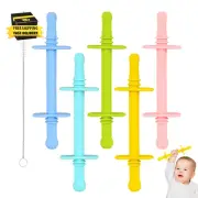 Hollow Teether Tube Chew Straw Toy for Infant Toddlers Silicone Tubes Teething T