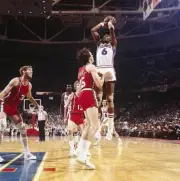 NBA Finals Philadelphia 76ers Julius Dr J Erving in action taking - Old Photo