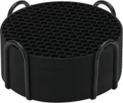 Silicone Coasters Set of 8 with Holder,Coasters for 8 Pcs, Black