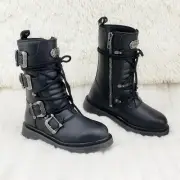 Bolt 265 Goth Combat Biker Ankle Boots Black Matte Men Sizes IN HOUSE NY DEMONIA