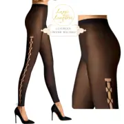 Lace Up Leggings By Wolford M Gobi Black Trousers With Bow Draping Elastic