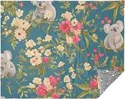 Koala Flowers Retro Green Throw Blankets for Women Comfy Throw Blankets Couch Throws 50 x 70 Teen Girl Throw Blanket