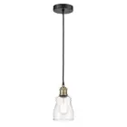 Innovations Ellery 1Lt 5" Cord Mini Pendant, Black Brass/Clear - 616-1P-BAB-G392