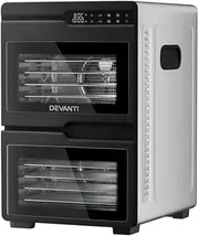 Devanti Food Dehydrator 12 Trays 1200W Stainless Steel Dehydrators Jerky Yogurt Fruit Pet Food Dryer LED Touch Control Adjustable Timer & Temperature - Black