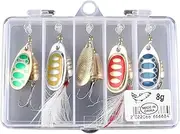 Fishing Lures Bass | Walleye Spinner Bait,Metal Fishing Spinner Lures Spinnerbait Kit with Tackle Box for Bass Trout Salmon Walleye