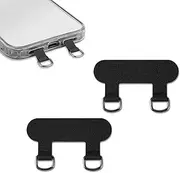 XIHIRCD 2pcs 2 Way Phone Tether Tab, Phone Strap Patch Double Buckle Phone Lanyard Tab Cell Phone Tether Patches Phone Lanyard Patches Only for Full-Coverage Phone Cases with Two Speaker Holes, Black,
