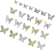 22pcs Butterfly Nail Decoration Rhinestones for Nails Sequins Nail Sticker 3D Nail Charms Nail Transfer Stickers Nail Crystals Gems for Nails Nail Gems Nail Rhinestones Alloy