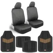 Waterproof Black Neoprene Front Set Sideless Car Seat Covers + Rubber Floor Mats (for: Volkswagen)