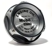 GUNMETAL BILLET ENGINE OIL CAP MOBIL 1 FOR 08-15 MITSUBISHI LANCER EVO X TURBO (for: Mitsubishi)