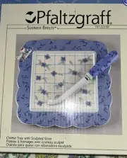 Pfaltzgraff Summer Breeze Cheese Tray & Sculpted Slicer Set New In Box 1999 Vtg
