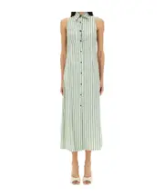 Alysi Striped Button-Down Midi Dress IT40,IT42 GREEN