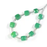 Natural A++ Green Chalcedony Faceted Cube Gemstone 5" Loose Beads For Jewelry