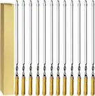 12 Pack Kebab Skewers 22 Inch BBQ Barbecue Skewers Stainless Steel Sticks Heavy
