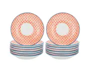 Nicola Spring Patterned Porcelain Saucers For Cappuccino Cups, 14cm - Orange / Blue Print - Set of 12