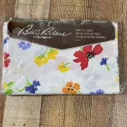 New Bill Blass Springmaid Windermere Twin Flat Sheet White Floral Midcentury