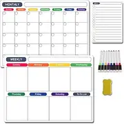 JIWIHE Fridge Calendar Dry Erase Planner Magnetic Calendar for Refrigerator Calendar Organizer for Year Round Use Family Kitchen Scheduler with Marker Storage(Set2)