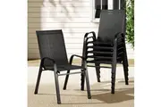 Gardeon 6PC Outdoor Dining Chairs Stackable Lounge Chair Patio Furniture Black