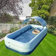 YUEWO Inflatable Swimming Pool with Canopy Outdoor Above Ground Portable Pool for Baby, Kids, Adults Blow Up Pool for Family Garden Backyard(Blue, 260x160x68cm/102x63x27inch)