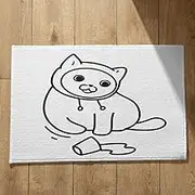 EHOMERY Large Indoor Mats for Entryway Outdoor Entrance Cat Stencils Painting Dirt Trapper 45x75cm, Black And White Non-Slip Plush Cotton Decor Doormat