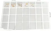 [Generic] 28 Grid Organizer Box, Art Crafts Dividers Container for Jewelry, Clear Compartment Case, Craft Accessories Organizers Portable for Necklaces, Rings