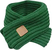 [Goodbag] Kids Boys Girls Soft Warm Knitted Scarf Solid Color Neck Warmer Cute Infant Toddler Winter Wrap Shawl, Brisk Green, One Size