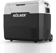 [Kolner] 50L Fridge Freezer Cooler 12/24/240v Camping Portable Refrigerator with Trolley - Black