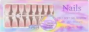 5 Gradient Colors Soft Nail Tips Pre-Applied Base Coat & Tip Primer Pre-Made Fake Nails 15 Sizes False Nail Tips for Nail Art DIY 1