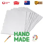 Handmade Watercolor Paper - Thick Cold Press Deckle Edge Paper for Watercolour