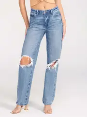 GUESS Mid-Rise Relaxed Straight Leg Jeans In Light Wash Size: 30