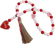 Hoement Valentine's Day Bead String Decor Rope Pendant for Home Wall Elegant Wooden Beads 85cm