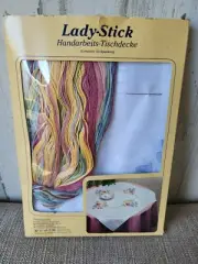 German Needle Point Embroidery Kit Square Tablecloth 80X80 Sticktechniken Floral