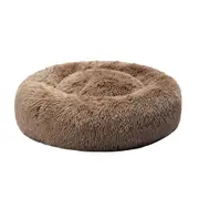 Pawz Pet Dog Calming Bed Warm Soft Plush Round Comfy Sleeping Washable Brown