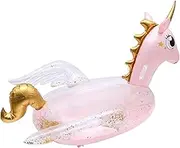 Abaodam Unicorn Inflatable Floating Bed Inflatable Water Pad for Pool Portable Swimming Mat Swimming Bed for Adults