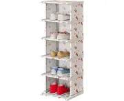 Tall Shoe Rack Organiser: Shoe Cabinet 6 Levels, Shoe Rack Organiser, Slim Portable Shoe Racks, Narrow and Tall for Entrances, Corridors, Corners