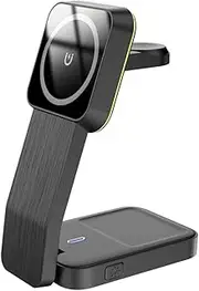 Black,Foldable 3 in 1 Wireless Charging Station, 15W Fast Wireless Charger Stand Dock for Apple Multiple Devices, Type-C Charger for iPhone 16/15/14/13/12, Apple Watch & Airpods