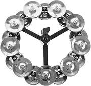 FRCOLOR Cymbal Tambourine Drum Accessory with Double Row Steel Plates Smooth Edges for Enhancing Drum Skills Versatile Percussion Prop for Musicians and Enthusiasts