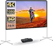 Portable Projector Screen 60inch,Movie Projection Screen,Indoor Projector Screen and Stand, 16:9 Projector Screen 4K HD Wrinkle-Free Lightweight