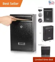 Elegant Black Mailbox with Secure Locking System - Stylish Outdoor Decor