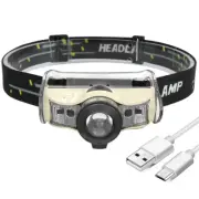 Smart Sensor COB LED Headlamp Head Torch Lamp Headlight Rechargeable Light Work