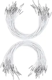 DRESSOOS 200pcs Handmade Lanyard Eye Mask Barbed Elastic for Party Hats Stretch Loop Band Elastic Barbed Cords Loop Elastic End Fastener Metal Barb Fasteners Drawstring Cord White Nylon