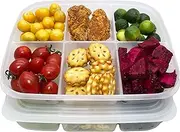 [TeTeBak] Bento Box - 6-Compartment Reusable Bento Lunch Box for School, Work, and Travel, Food Prep Containers, Snack Containers for Kids, Portion Control Bento Lunch Box for adult, Set of 2, Clear